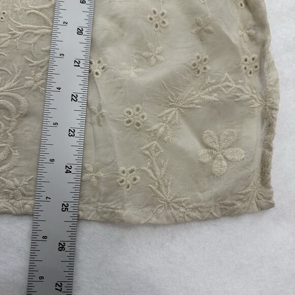 Johnny Was Embroidered Blouse Top Womens Small Beige Boxy Boho Cottagecore - Picture 13 of 14